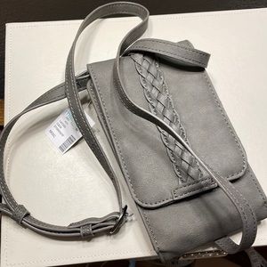 NWT Maurices brand crossbody faux leather grey purse
